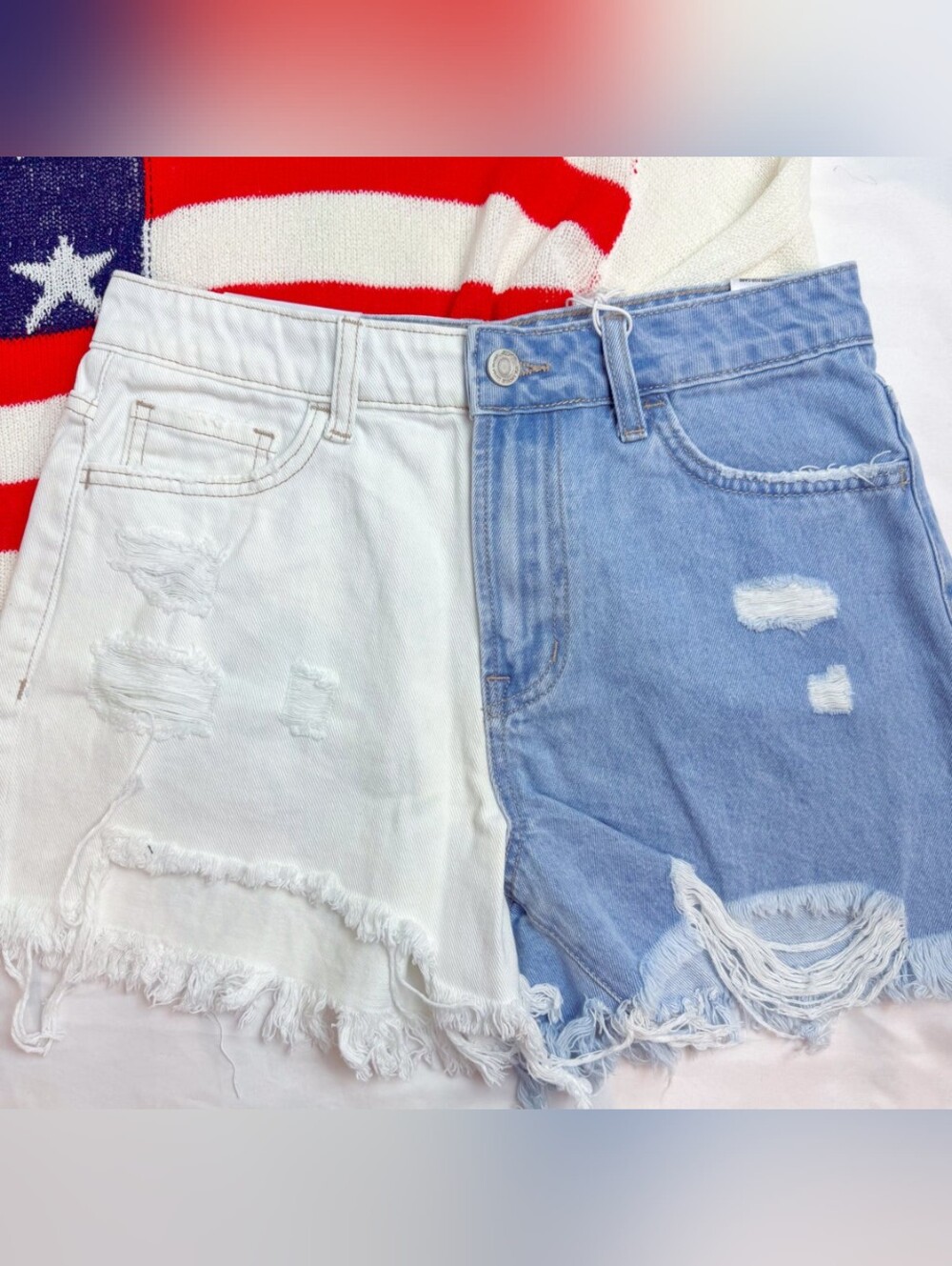 Vervet White Denim Shorts - Two-tone - Picture 4 of 5